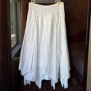 Long Cotton Striped Blue and White Skirt